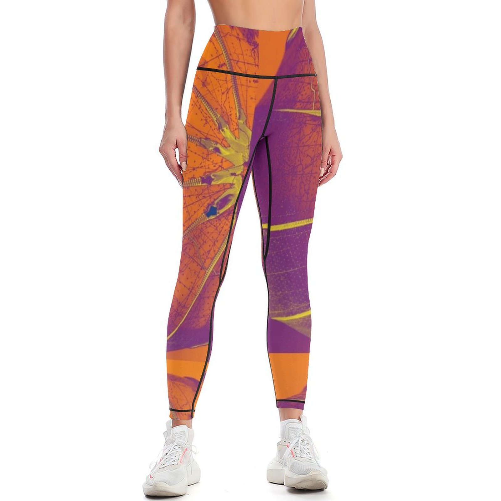 Yoga Fitness World - Unzip the World (colourised, tangerine) Leggings