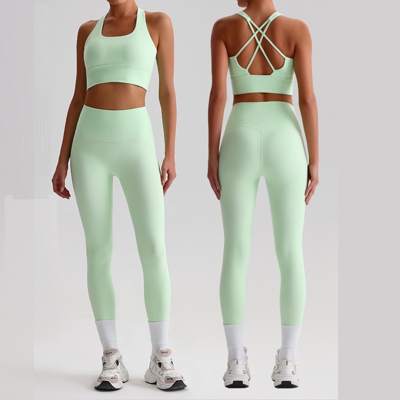 Yoga Fitness Kleidung - Solid Color Yoga Set Tight Leggings