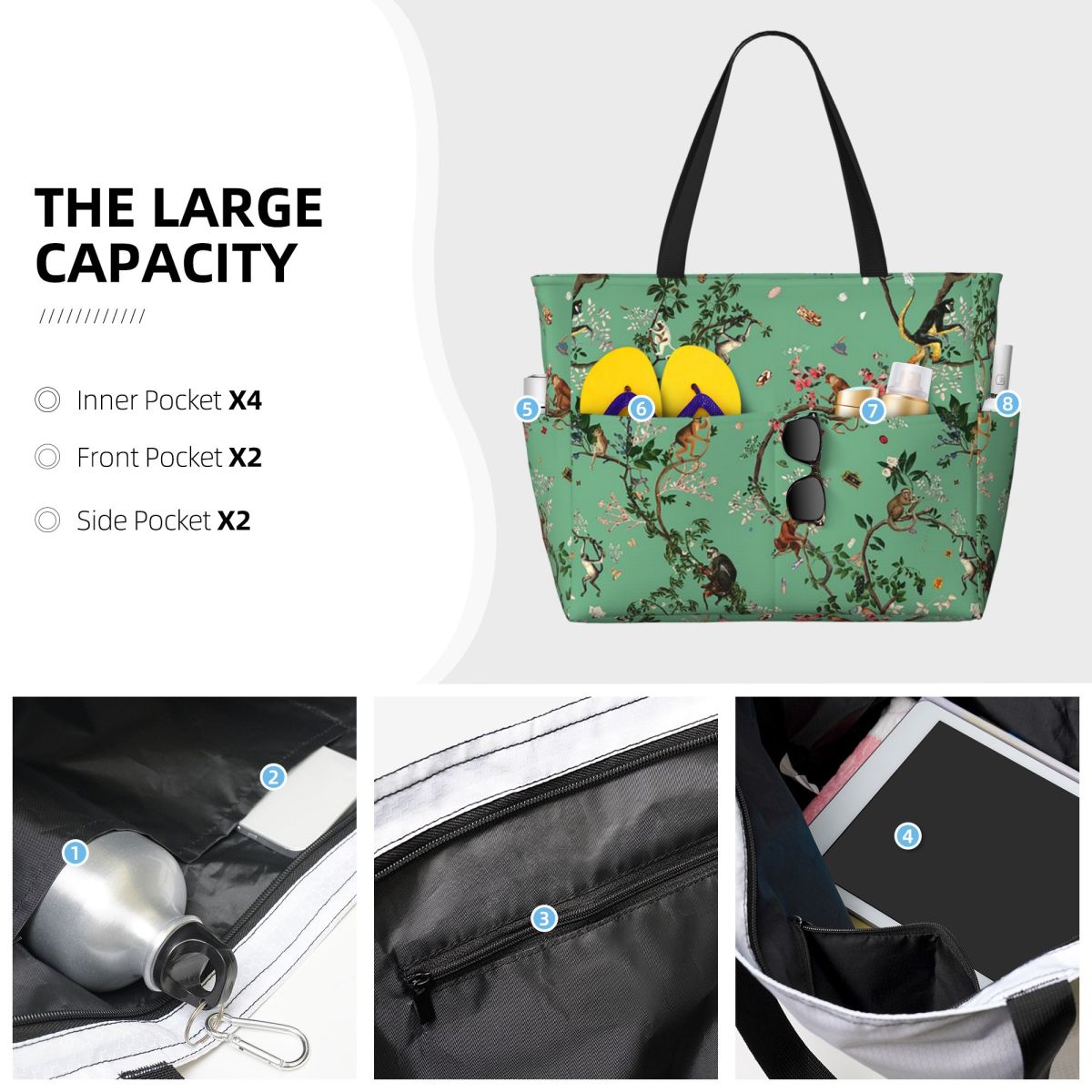 Monkey World Green Beach Tote  - Yoga Fitness World recensie en prijs