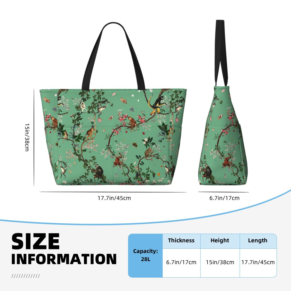 Monkey World Green Beach Tote  - Yoga Fitness World recensie en prijs