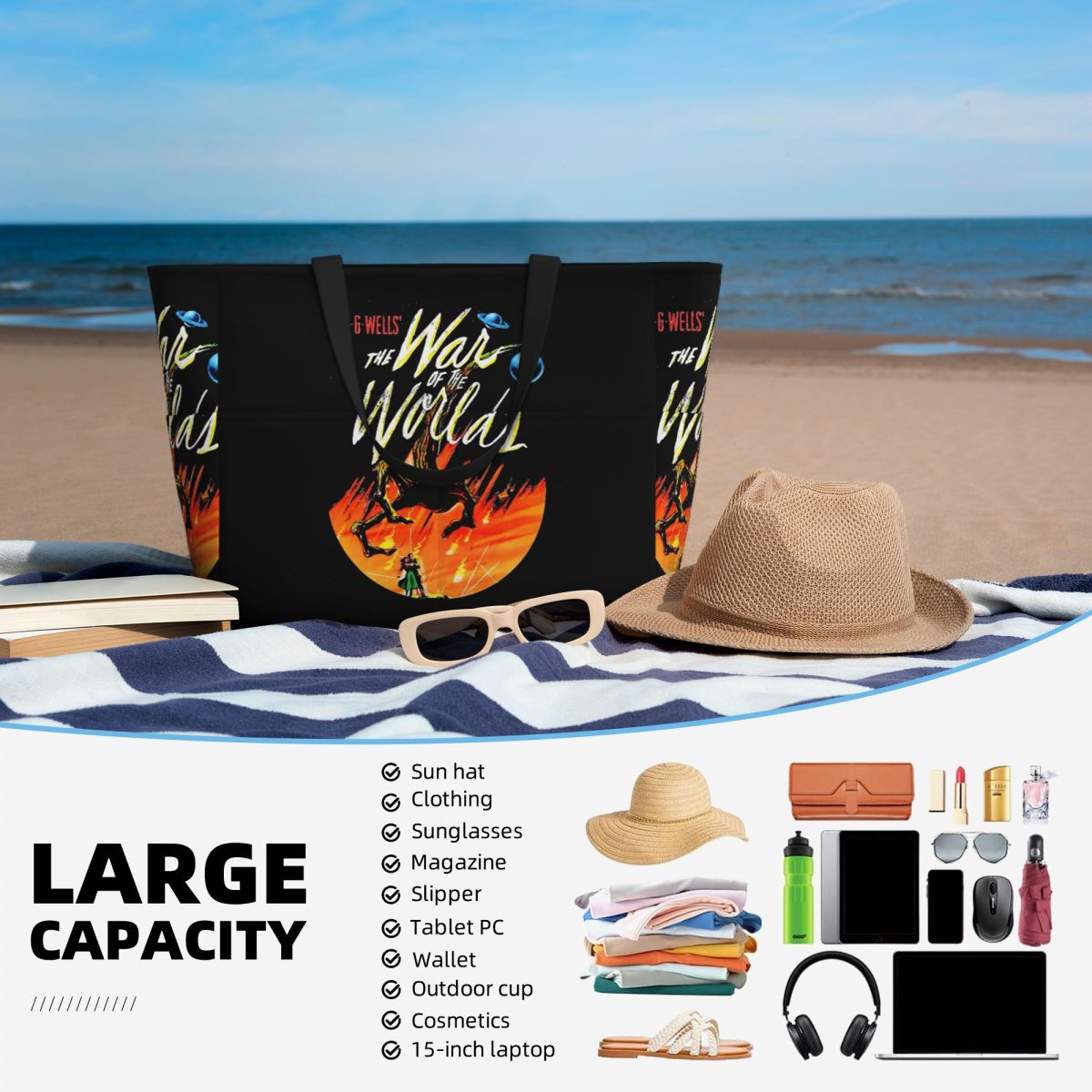 War Of The Worlds Beach Tote B - Yoga Fitness World recensie en prijs